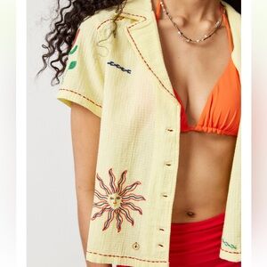 Urban Outfitters Franny Embroidered Souvenir Button-Down Shirt